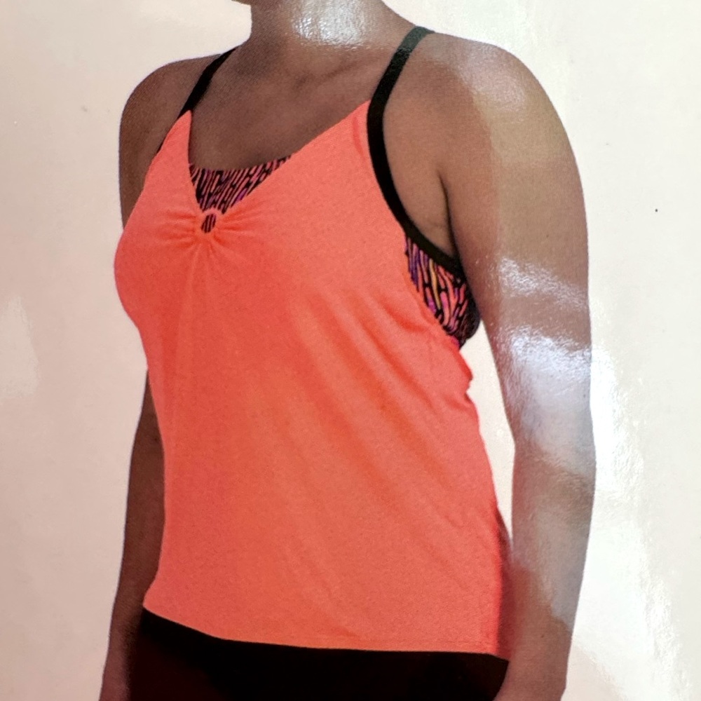 Women's Scallop Orrange/Black Swim/Athletic Tank Top